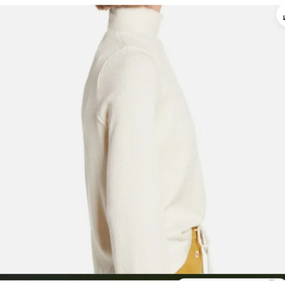 MADEWELL WOMEN'S ANTIQUE CREAM MOCK NECK BUBBLE-SLEEVE SWEATER TOP Sz XXS