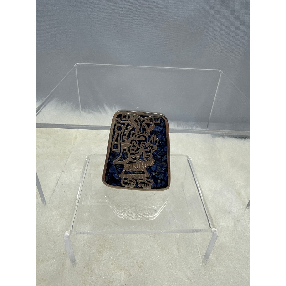 JUAN SANDOVAL Two trees brooch lapis mosaic Sterling Silver TS-30 Taxco .925