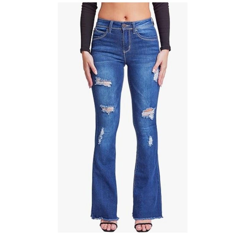 YMI Women's Junior Wannabettabut High Rise Super Flare Denim Jeans Size 1/25 NEW