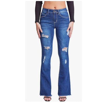 YMI Women's Junior Wannabettabut High Rise Super Flare Denim Jeans Size 1/25 NEW