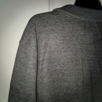 Lucky Brand Medium Heavyweight Grey Collared Henley Pullover Sweater Button