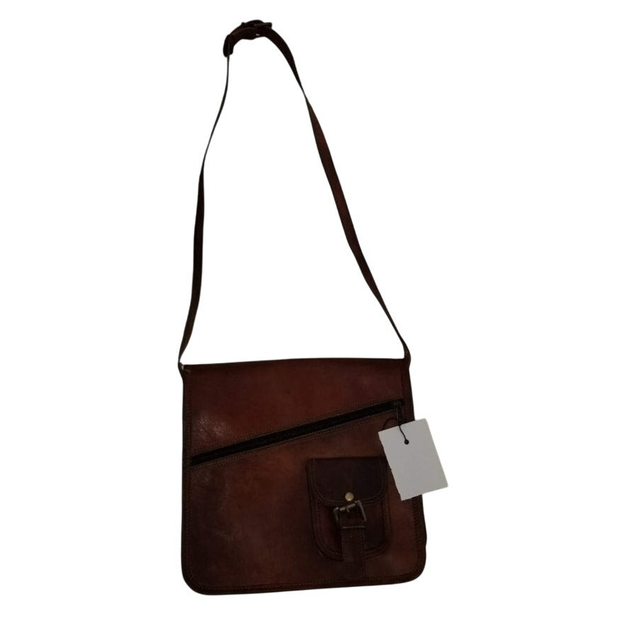 leather Purse bag crossbody camel front flap adjustable top handle Satchel
