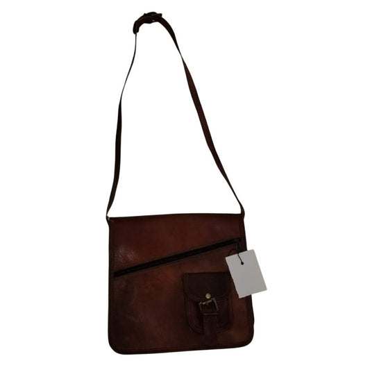 leather Purse bag crossbody camel front flap adjustable top handle Satchel