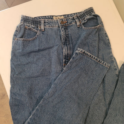 L.L. Bean Mom jeans High Waisted Mom Size 12 Tall Elastic Waist Tapered Leg