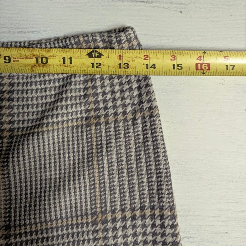Vintage Plaid Wide Leg Trousers Gray Tan Glen Check Pants 28" x 29" Retro Small