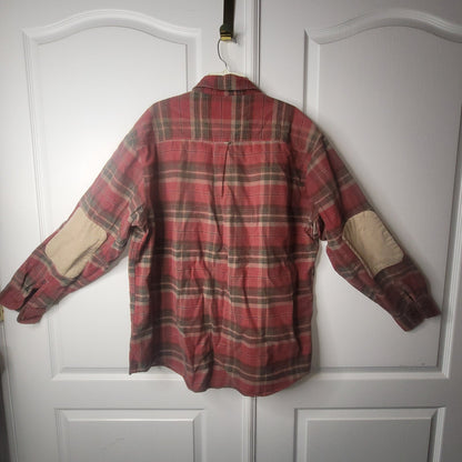 Woolrich Mens 2XL Plaid Flannel Shooting Shirt Canvas Patch Hunting Red Green
