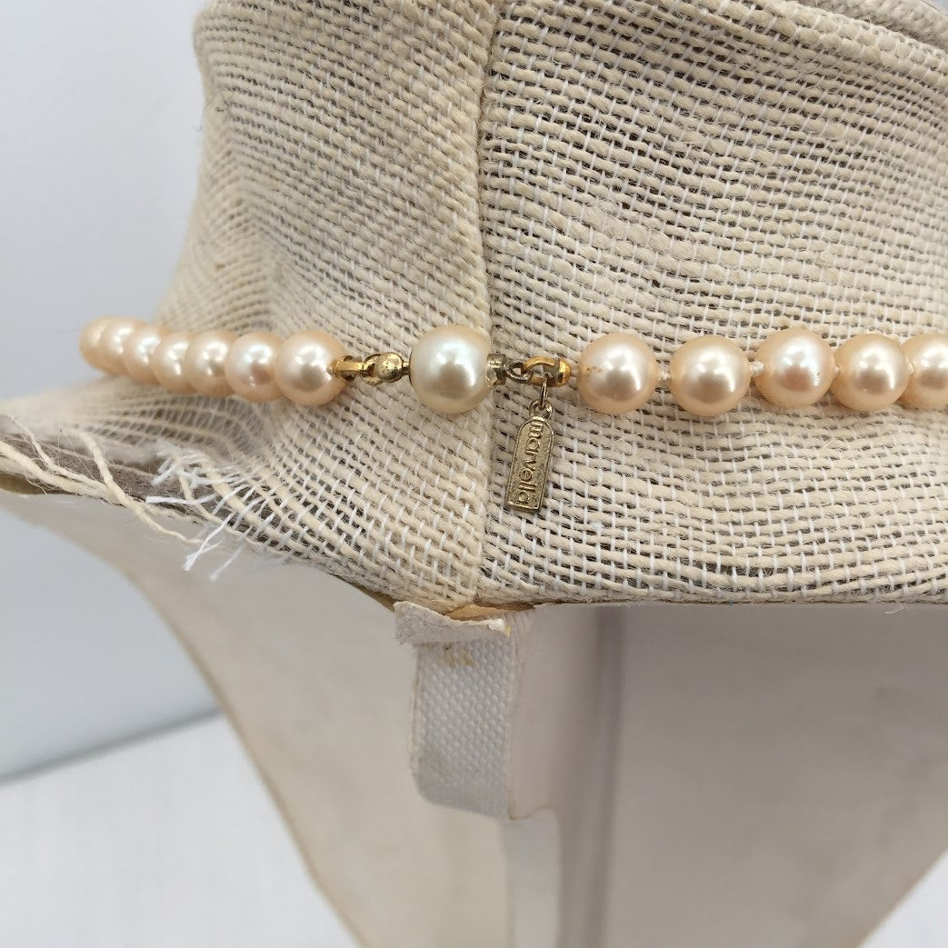 Vintage Marvella single strand faux pearls knotted 16"