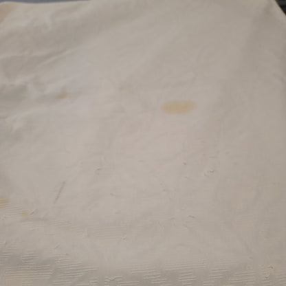 VINTAGE Queen White Cotton Chenille fringed blanket Rounded hem 100" x 92"
