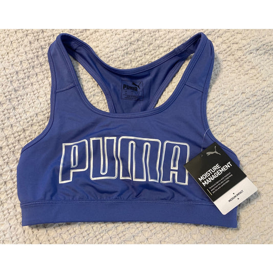 Puma 4Keeps Blue Logo Graphic Athletic Sports Bra New With Tags/NWT