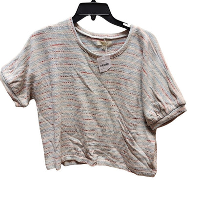 Madewell Size Medium Cyborg Stripe Sage Short Sleeve Top Blouse Cotton Summer