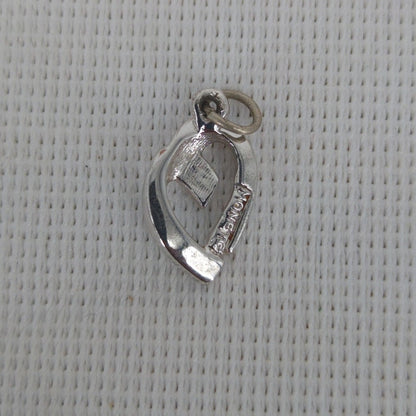 Vintage Monet Silver Tone Openwork Ribbon Heart Pendant Retro Chic