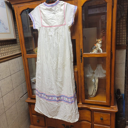 Vintage Bechamel SMALL cotton maxi Summer Embroidered Dress short sleeve
