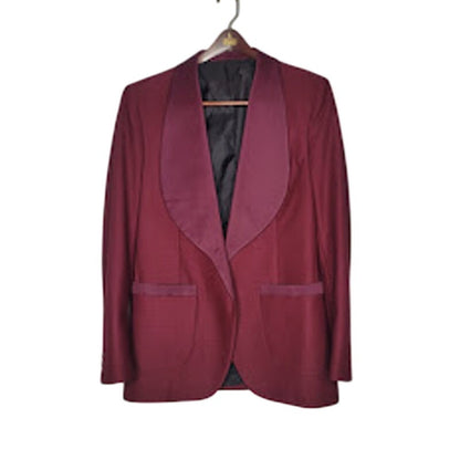 Vintage 1970s Burgundy Shawl Collar Tuxedo Jacket - Union Made ACWA - 40R