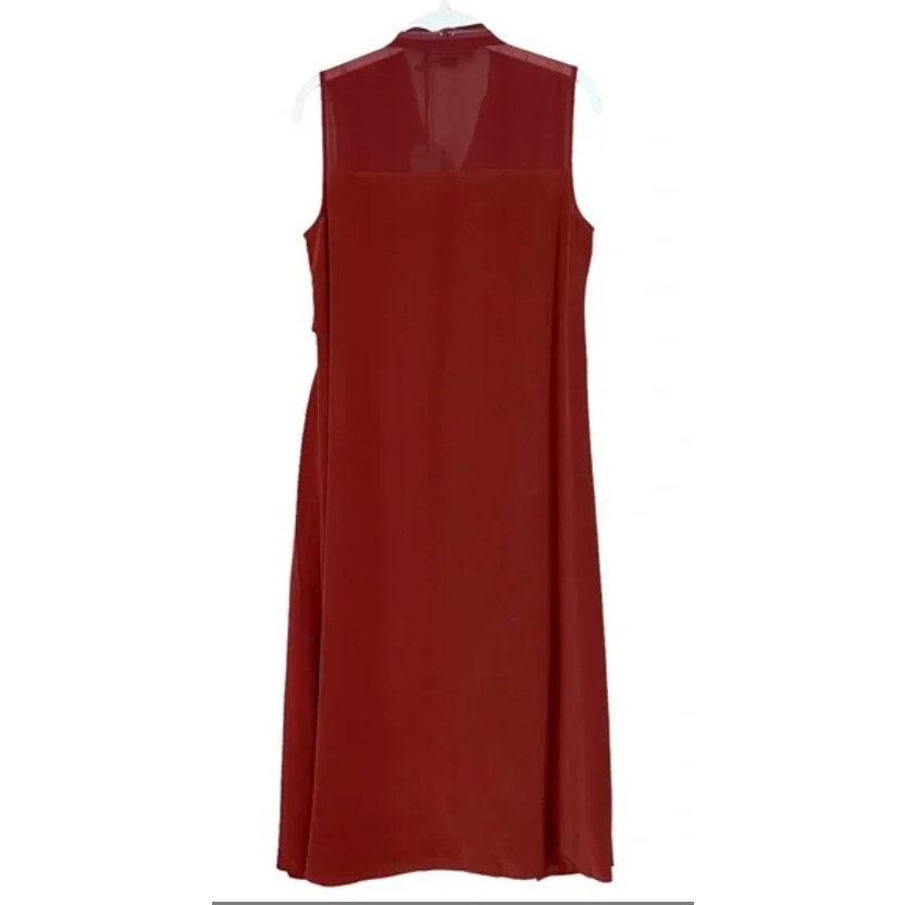 All Saints Jayda Rust 100% Silk Sleeveless Zip Front Midi Dress Sz 2 Grunge Fall