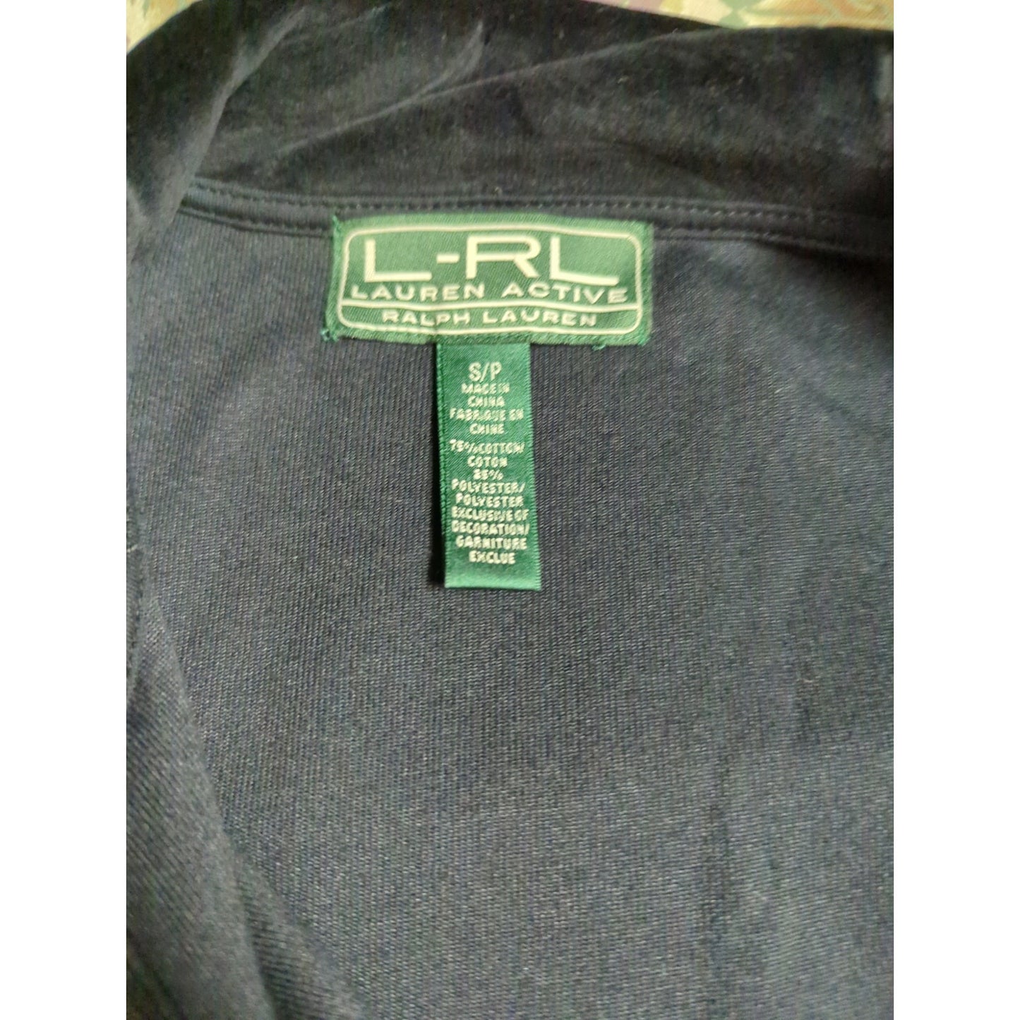 Lauren Ralph Lauren Active Black Crushed Velvet Gold Crest Track Jacket Small