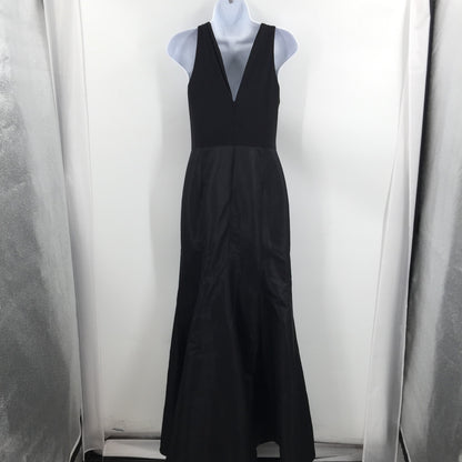 Alfred Sung Fit & Flare Maxi Dress Sleeveless Crew Neck Zip Back Black SZ 4 NWT