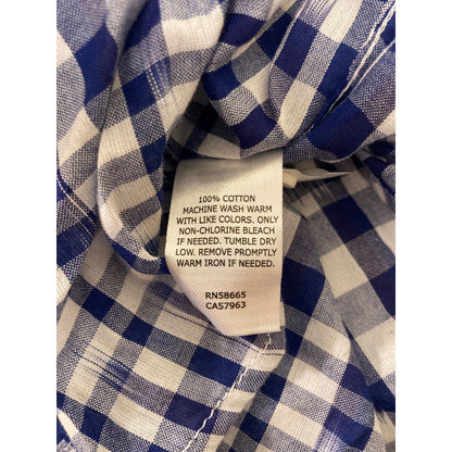 1901 Trim Fit Button Down Short Sleeve Shirt Sz Small White Blue Kat Plaid NWT