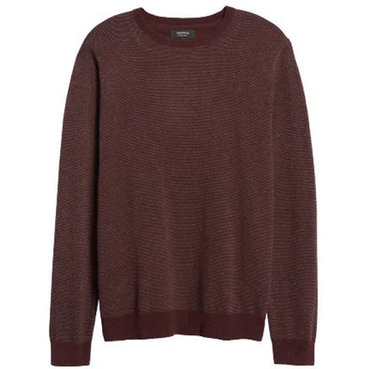 Nordstrom NWT Men's Bird's Eye Crewneck Sweater Burgundy Fudge Large