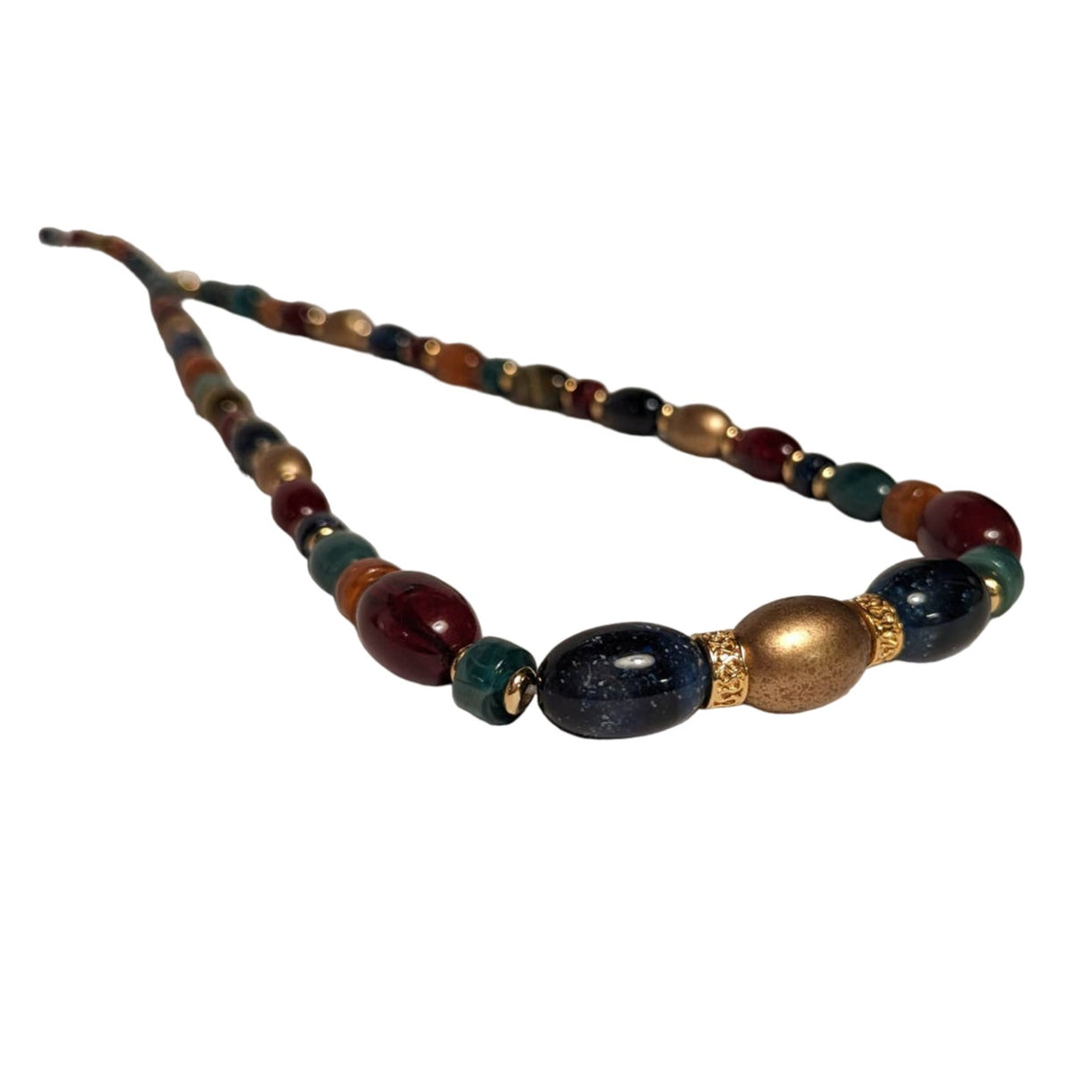 LEI Jewel Tone Multi Color Glass Beaded Necklace Opaque Graduated Necklace