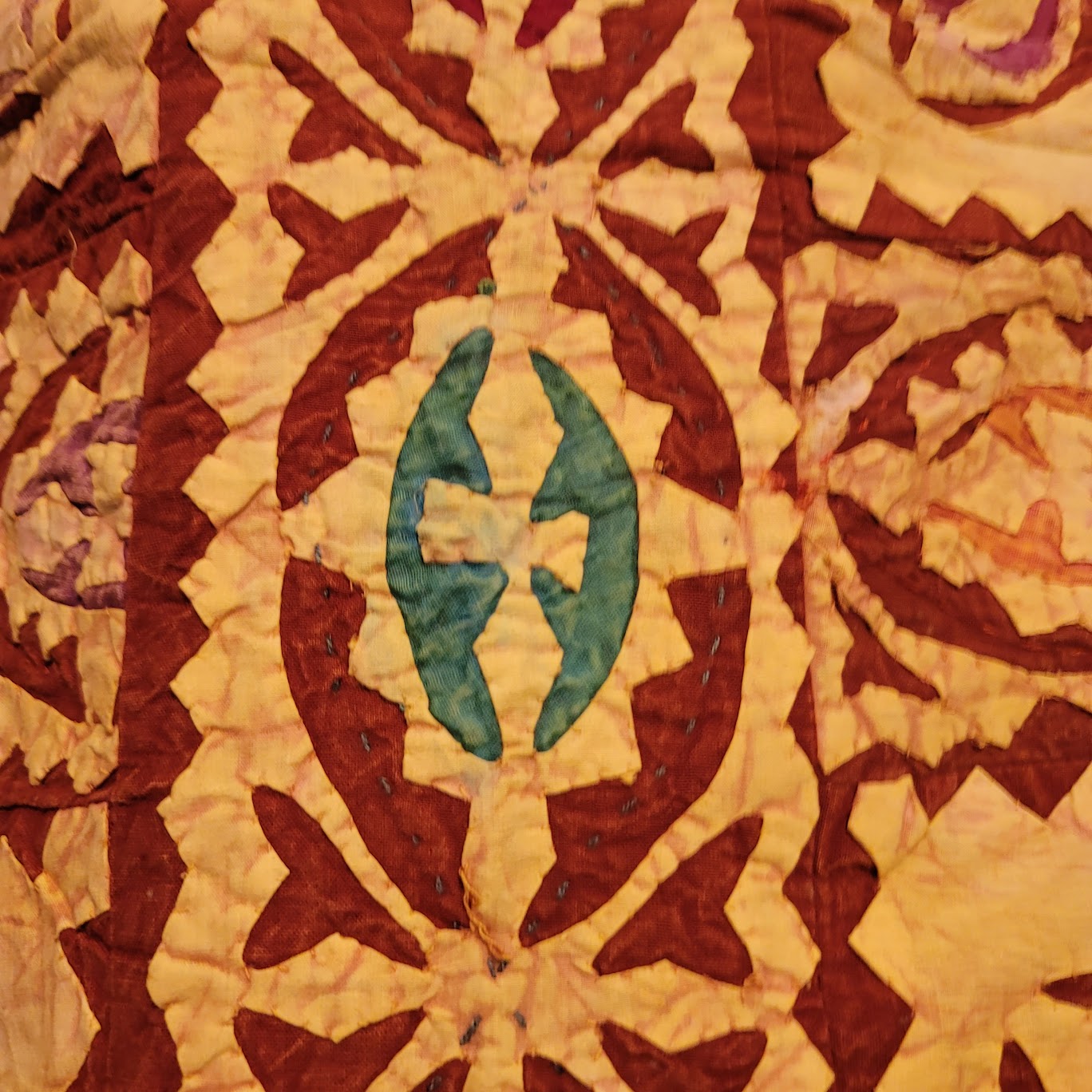 King/ Queen Coverlet Bedspread Boho Applique Vintage Blanket Coverlet Handmade