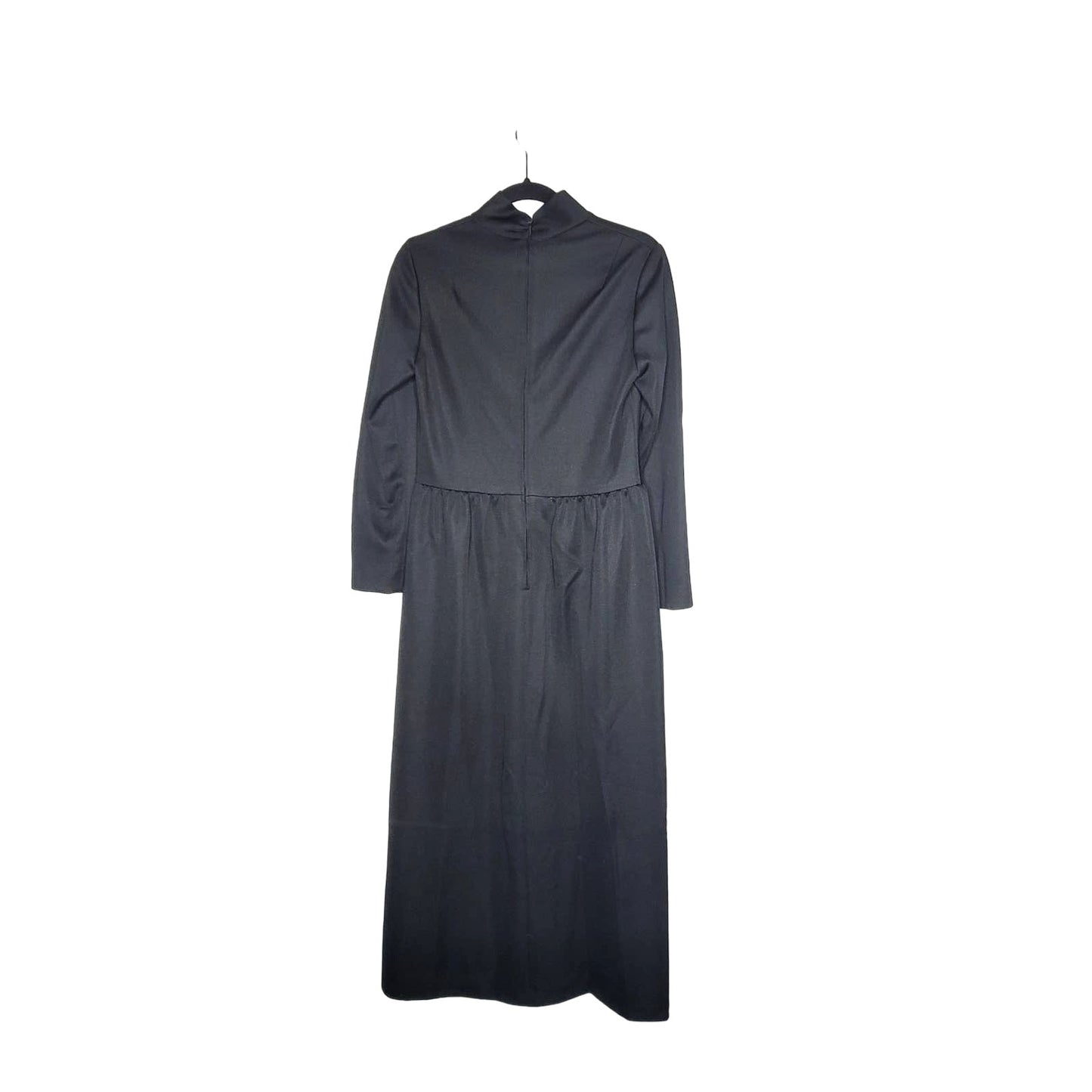 Alison Ayres Original Vintage Black Maxi Polyester Long Sleeve Modesty 1970s