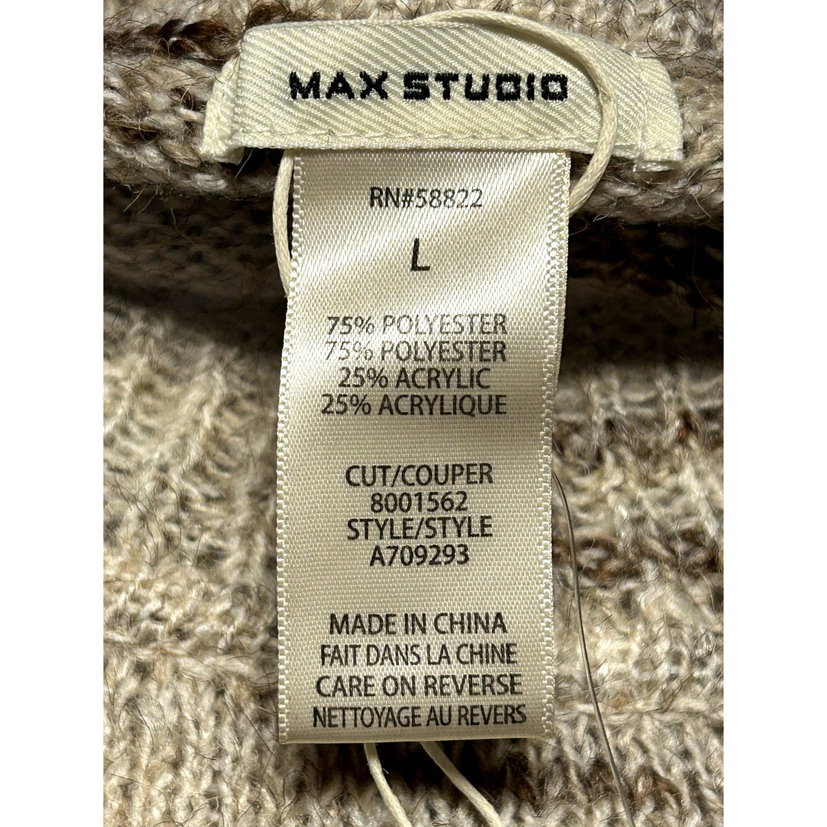 Max Studio NWT Oatmeal Melange Hi-Low Drop Shoulder Pullover Sweater extra Large