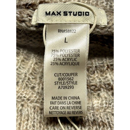 Max Studio NWT Oatmeal Melange Hi-Low Drop Shoulder Pullover Sweater extra Large