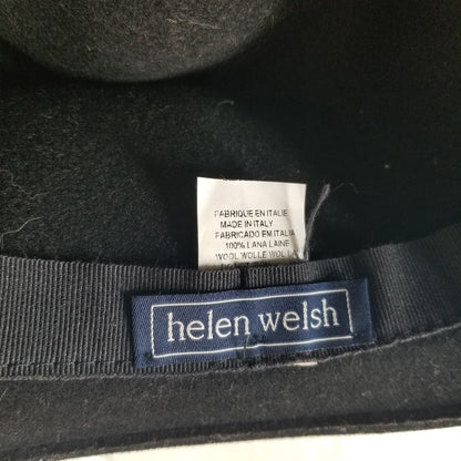 Helen Welsh women's felt hat wide ribbon tall crown 100% wool hat cloche Italy