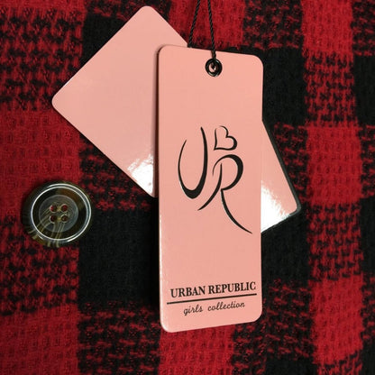 Urban Republic Double Breasted Plaid Coat Faux Fur Lined Size Large