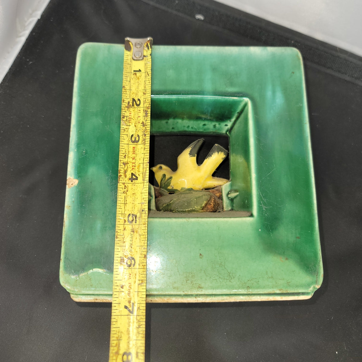 VINTAGE 1950's~60's McCoy Yellow Bird in a Box Green Vase