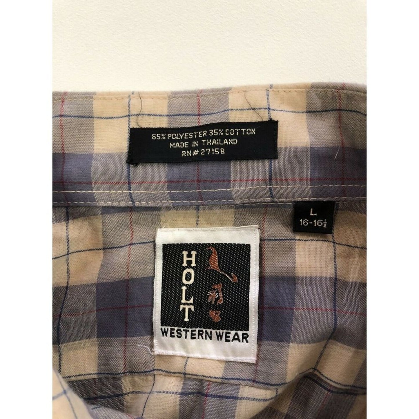 Holt Western Wear Shirt MEDIUM Pearl Snaps Rodeo Plaid Cowboy Vintage