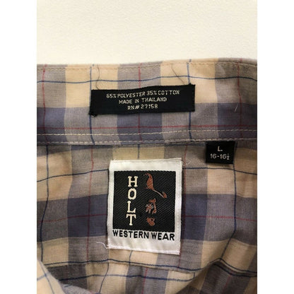 Holt Western Wear Shirt MEDIUM Pearl Snaps Rodeo Plaid Cowboy Vintage