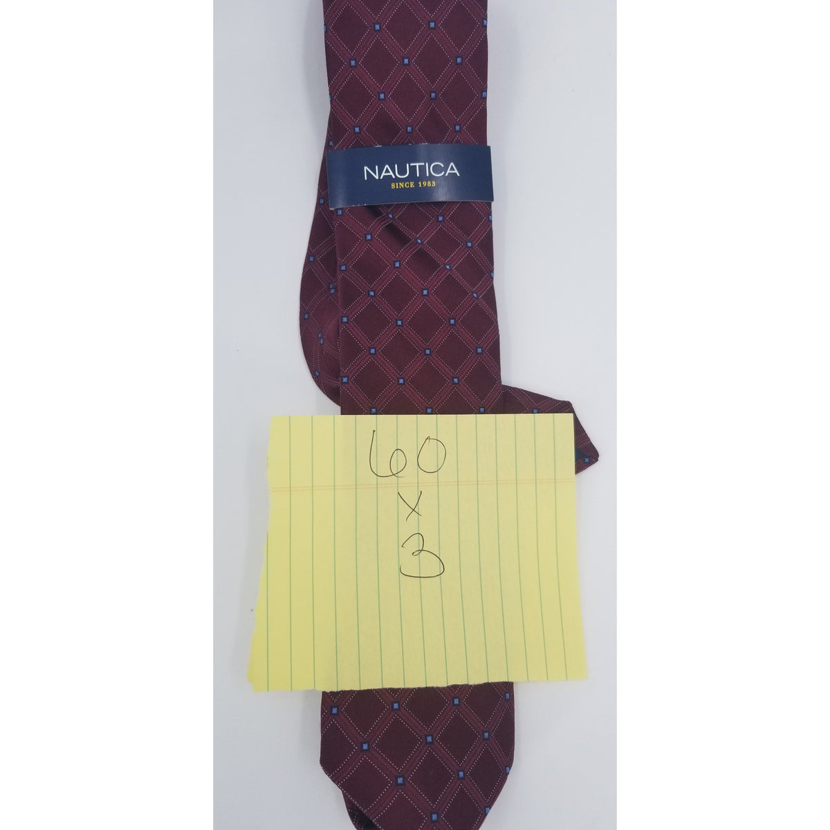 Nautica Garnet with Blue Accents Mens Vintage Neck Tie 60" NWT