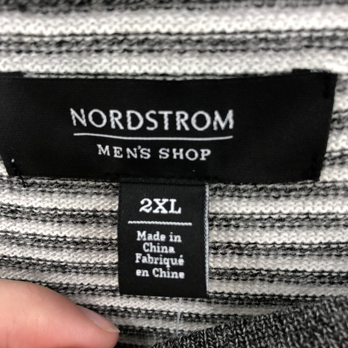 Nordstrom Men's Striped Round Neck Sweater Long Sleeve Heather Gray Size 2XL NWT