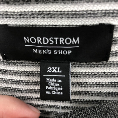 Nordstrom Men's Striped Round Neck Sweater Long Sleeve Heather Gray Size 2XL NWT