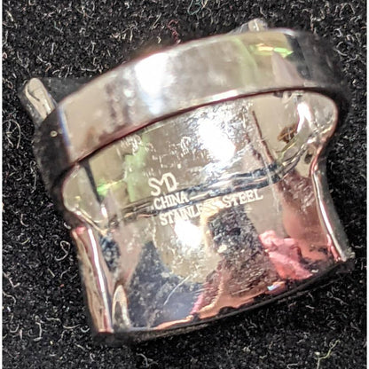 SMD Stainless Steel Chunky Ring Curved Rectangle Silver Tone Size 7.5