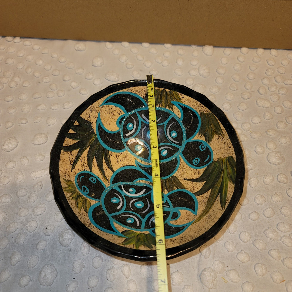 Sea Turtle Pair Clay footed bowl Salsa Salt Serving Glazed Teal Black Yellow