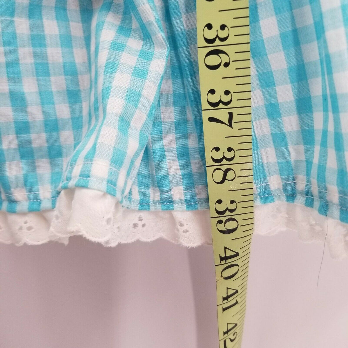 Vintage Baby Doll SQUARE DANCe Dorothy OZ Dress Short Puff Sleeve Neck Sky Blue