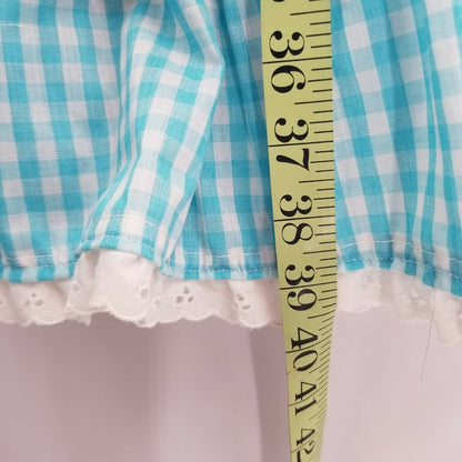 Vintage Baby Doll SQUARE DANCe Dorothy OZ Dress Short Puff Sleeve Neck Sky Blue