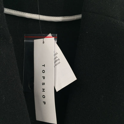 Topshop Longline Oversized Black Coat Pockets Snap Closure Womens Size 12 NEW