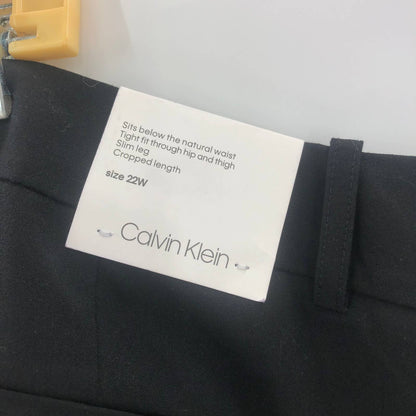 Calvin Klein Women's Slim Fit Cropped Dress Pants High Rise Black Size 22W NEW