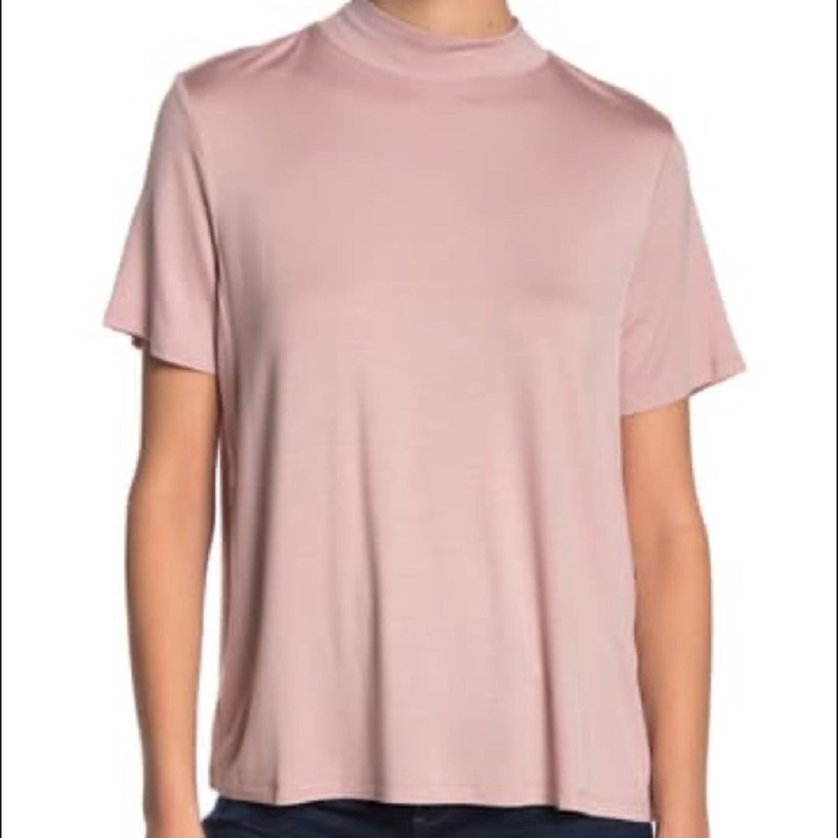 14th & Union Pink Mock Neck Tie Back T-Shirt M
