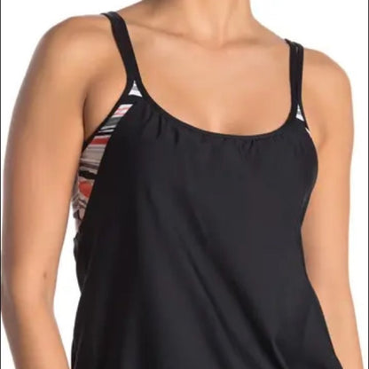 Next NEW Multi Summer Earth Stripe Tankini Size Large Swimsuit bathing suit top