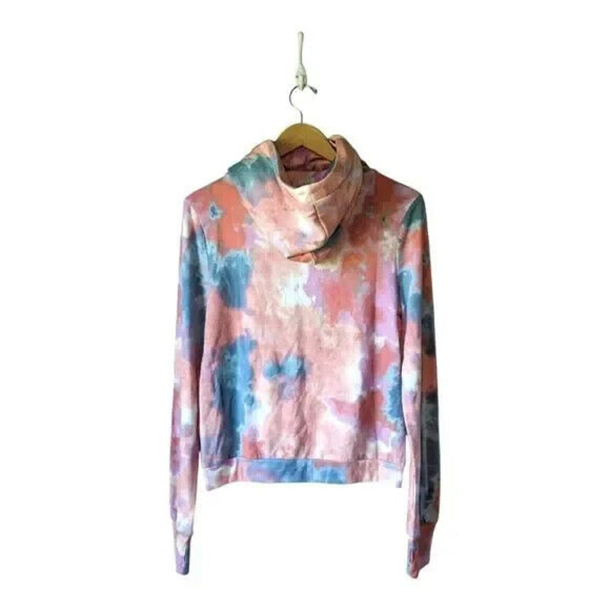 Love Fire 2 Piece Jogger Sweat Suit Pink Blue Tie Dye Small/Petite NWT Mask Hood