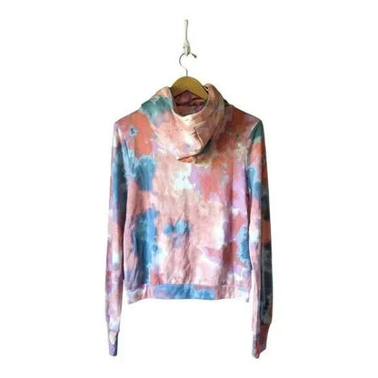Love Fire 2 Piece Jogger Sweat Suit Pink Blue Tie Dye Small/Petite NWT Mask Hood
