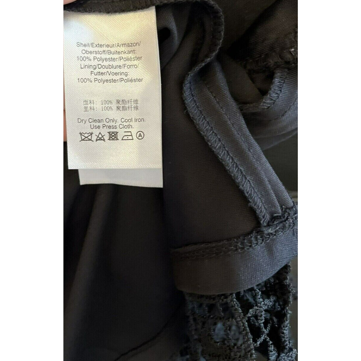DONNA KARAN New York Asymmetric Hem Lace Crochet Dress Size 16 Black NWT Lined