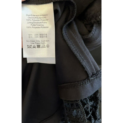 DONNA KARAN New York Asymmetric Hem Lace Crochet Dress Size 16 Black NWT Lined
