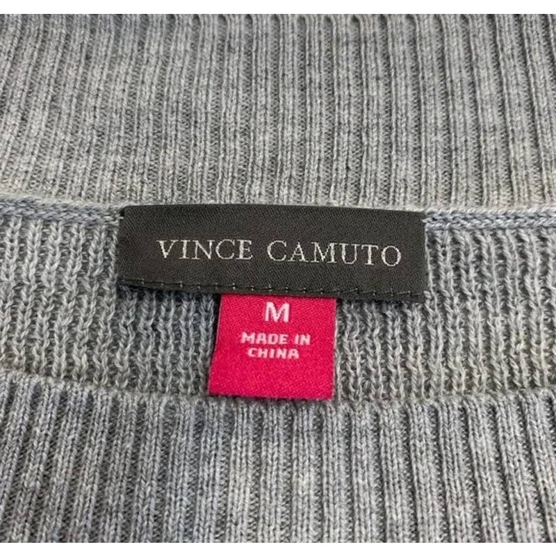 Vince Camuto Button-Shoulder Colorblock Sweater Size Medium In Heather Grey NWT