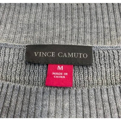 Vince Camuto Button-Shoulder Colorblock Sweater Size Medium In Heather Grey NWT