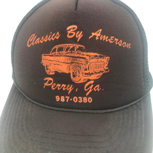 Classic by Amerson Perry Ga Retro Trucker Cap Hat Mesh Panels Brown HOT ROD Cars